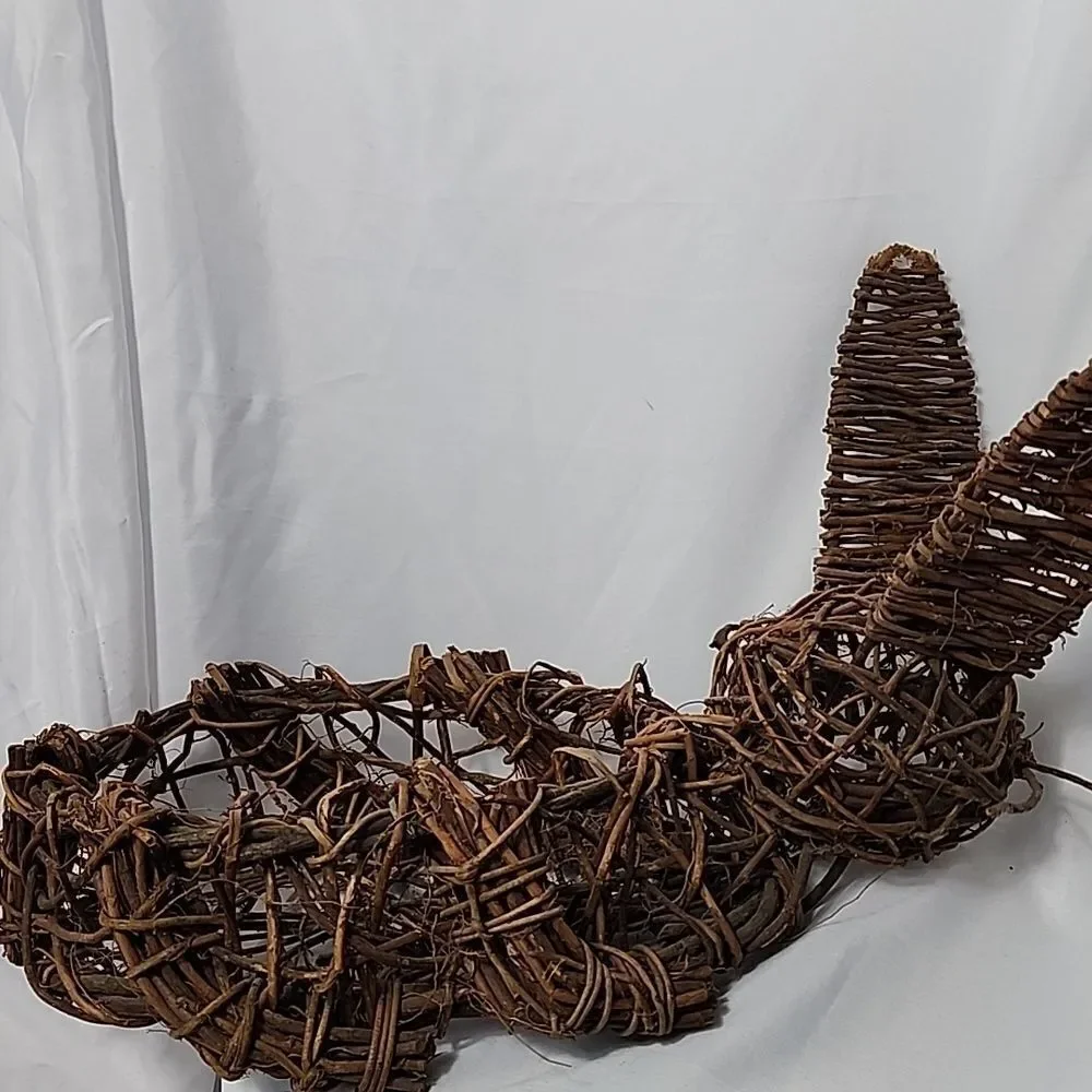 Vtg Bunny Bent Twig Basket Easter Basket Planter Centerpiece